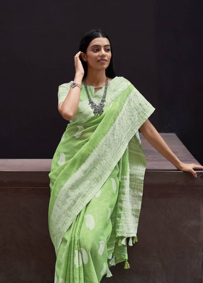 Sangam Linen Thread Work Designer Saree Collection